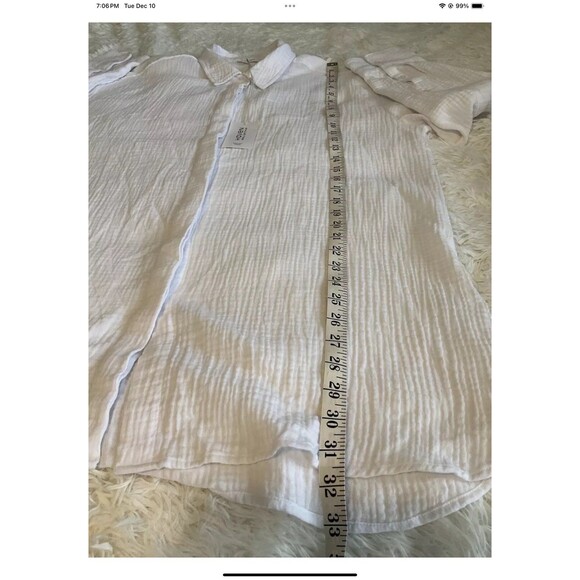 Haven Well Within Womens Lg White Long Sleeve Buttondown Shirt/Beach Coverup NEW - Picture 8 of 8